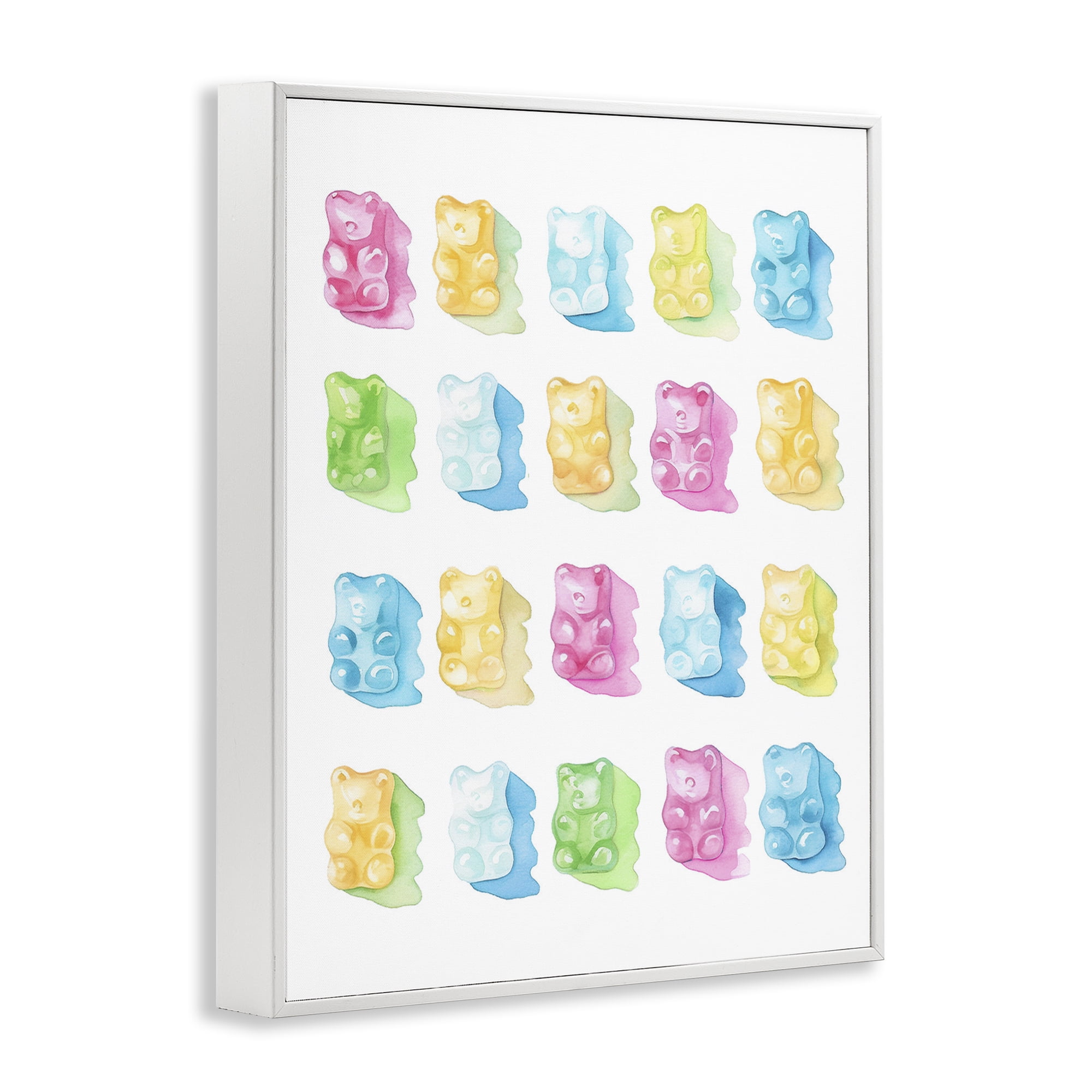 Pastel Candy Bears Collection White Framed Giclee Art, design by Lil' Rue