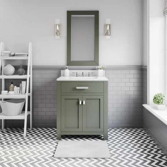 Water Creation Madison 30"W Wood Single Bathroom Vanity in Green/White