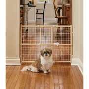 MidWest Homes for Pets Wire Mesh Pet Safety Gate, Pressure Mounted Dog Gate Measures 24 Inches Tall & Expands to 29-50 Inches Wide, Natural Wood & White Powder Coated Wire Mesh