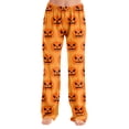 thumbnail image 3 of Women's Halloween Print Pajama Pants Loose Fit Casual Sleep Pants for Home Daily Wear No Drawstring Soft Comfy Loungewear Sleepwear for Halloween Party Saffron B L, 3 of 5