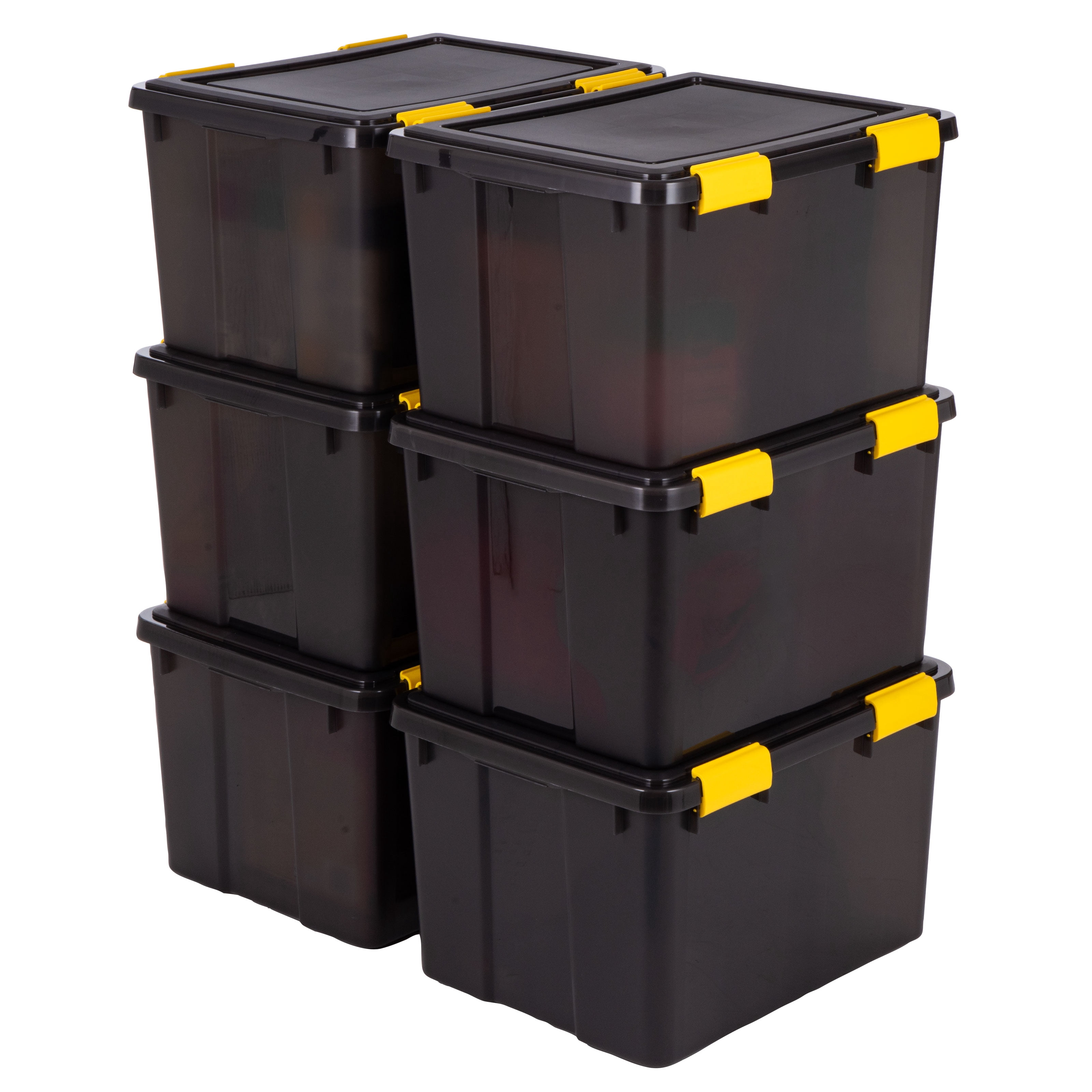 IRIS, 12 Gal Plastic Storage Bins with Sealed Lids, Black Gasket Box Airtight Containers 6Pk