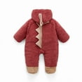 thumbnail image 4 of Baby Boy Girls Winter Warm Rompers Unisex Newborn Fleece Outfits Bodysuits Toddler Baby Boys Girls Color Plush Cute Bear Ears Winter Thick Keep Warm Jumpsuit Romper Red 9-12 Months, 4 of 7