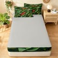 thumbnail image 4 of Manfei Bohemian Lizard Zipper Full Size Comforter Sets with Fitted Sheet and 2 Pillowcases, Tropical Botanical Zipper Bedding Set, Dark Green, Gray Reversible, 4pcs, 4 of 7