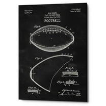 Epic Graffiti  "Football Blueprint Patent Chalkboard" Giclee Canvas Wall Art, 12" x 18" 12" x 18"