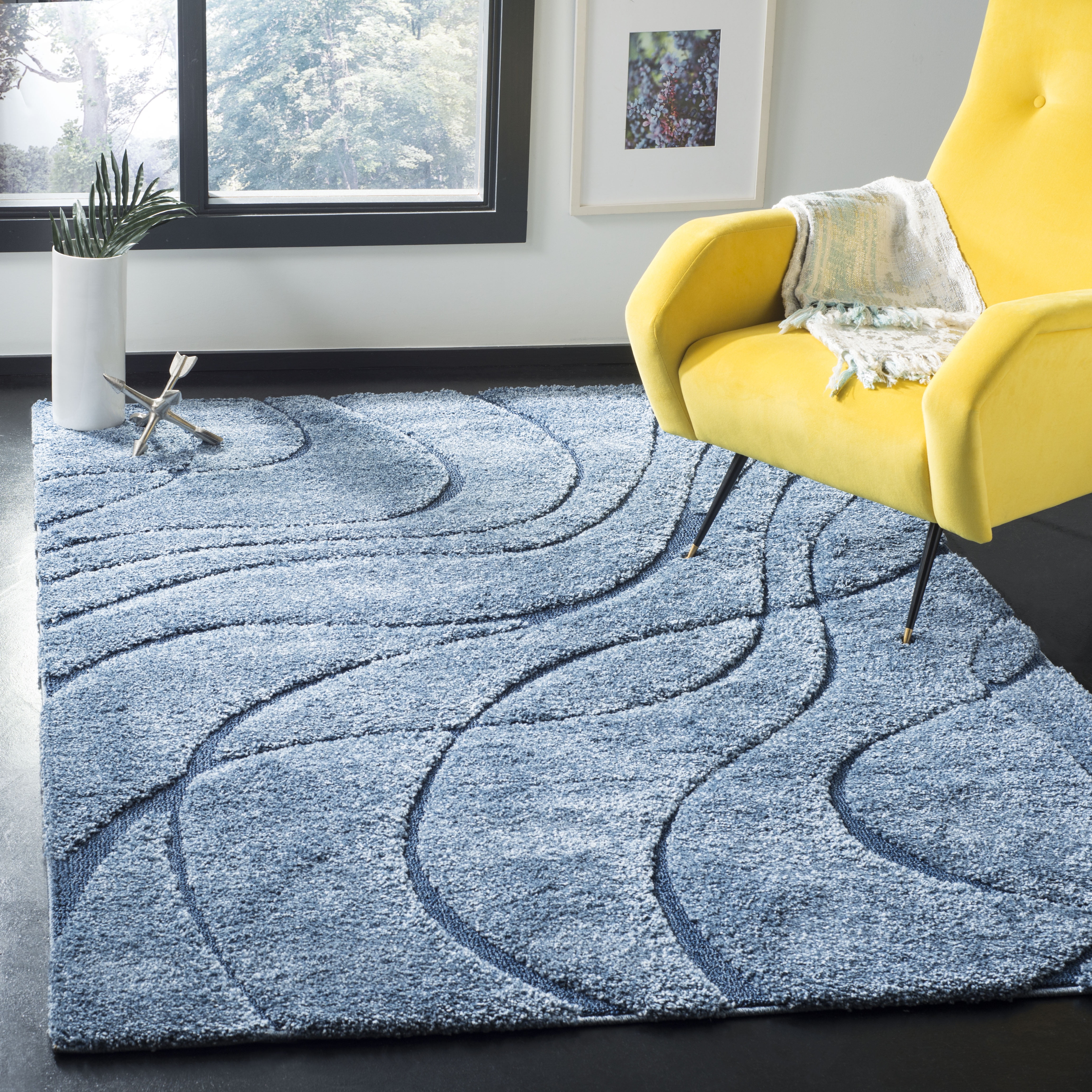 Safavieh Florida Tamzen Abstract Shag Area Rug, Light Blue/Blue, 6' x 8'