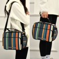 thumbnail image 5 of FORMRS Student Insulated Lunch Bag with Shoulder Strap Reusable Cooler Box for School, Navy Blue Stripes, 5 of 9