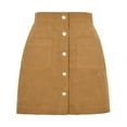 thumbnail image 6 of Women Short Skirt Solid Color High Waist Zipper Autumn Winter Skirt Corduroy Slim Single Slim Fit Solid Color Skirt Vacation Holiday Female Dailywear, 6 of 6
