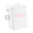 thumbnail image 1 of Contenedor de arroz de hierro, bote de harina, recipiente hermético para almacenar alimentos, contenedor de arroz de metal. Blanco M, 1 of 9