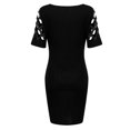 thumbnail image 5 of Moda mujer verano cremallera Sexy cuello en V diamantes sólidos manga corta ahueca hacia fuera Mini vestido Fridja  qw5994, 5 of 5