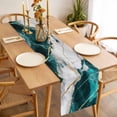 thumbnail image 3 of Marble Turquoise Table Runner - 60 Inch Long, Kitchen Dining Table Runner Dresser Scarves, Abstract Gold White Brick Stone Motif Farmhouse Decor for Coffee Tables Wedding Party Banquet, 3 of 8