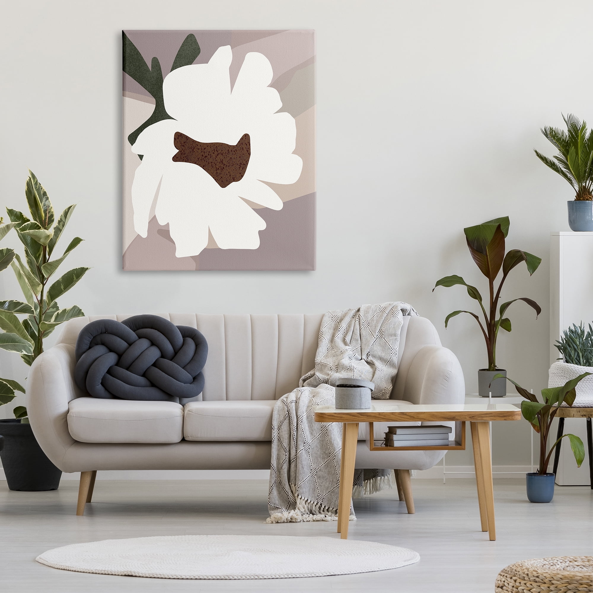 Stupell Industries White Contemporary Flower Botanical & Floral Painting Gallery Wrapped Canvas Art Print Wall Art, 36 x 48