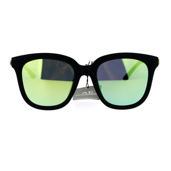 SA106 Flat Color Mirror Lens Metal Arm Rectangular Thick Horn Rim Sunglasses Yellow