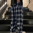thumbnail image 4 of NTACZA Plaid Pants for Men Blue Lounge Wide Leg Pjs Pants Baggy Lightweight Loose Fit Pajama Pants Trendy Mens Trousers M, 4 of 5