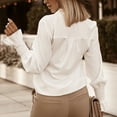 thumbnail image 4 of Camisa de Mujer con Cuello en V Linterna Manga Larga Color Puro Blusa de Trabajo Simple Camisa Superior para otoño e Invierno, 4 of 6