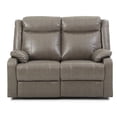 thumbnail image 2 of Glory Furniture Ward Faux Leather Double Reclining Loveseat in Gray, 2 of 6