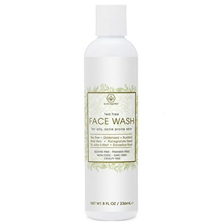 tea tree wash face cleanser oil acne rosacea redness nourish soothe 8oz moisturize prone oily facial organic dry skin natural