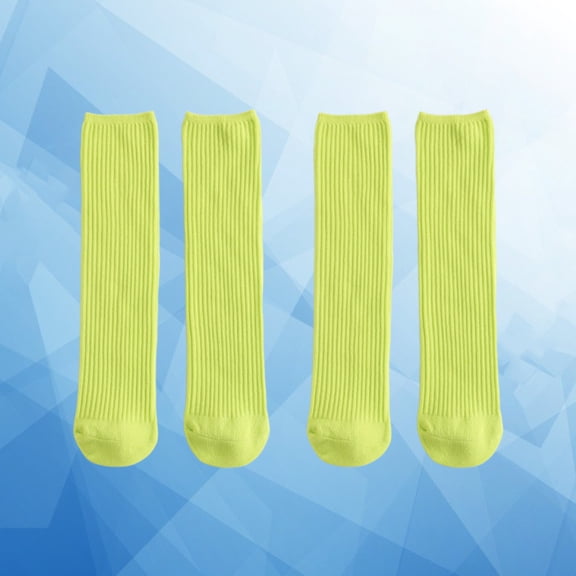 Supvox 2 Pairs of Boys Socks Cotton Fluorescent Green Daily Wear Universal for Kids and Adults
