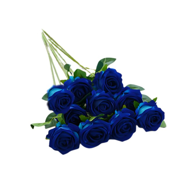 Bewildely 10 piezas de tela de simulación de flores artificiales de larga duración para el hogar, sala de estar, fiesta, plantas decorativas de flores Flores artificiales Azul Bewildely HA084570-04