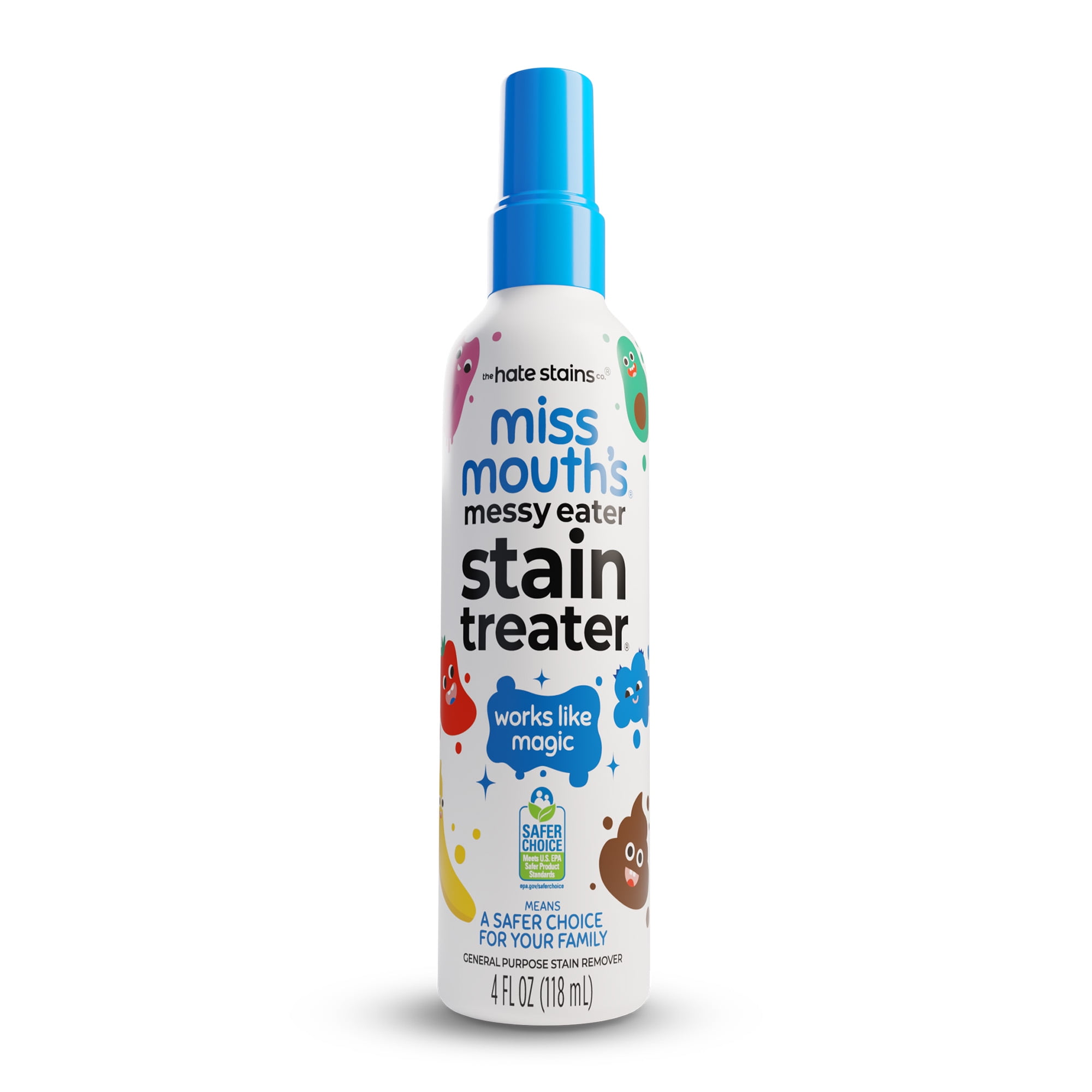 Miss Mouth's Messy Eater Stain Treater Spray for Baby & Kids, 4 fl oz, Newborn & Baby Essentials, Stain Remover for Food, Grease, & More, Gentle on Laundry