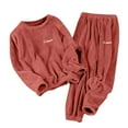 thumbnail image 4 of Women's 2-Piece Coral Fleece Pajama Set, Double-Sided Plush Sleepwear, Thickened Winter Loungewear, Comfortable Cuffed Ankle Pants, Cozy Home Wear Set for Women Brick Red XL, 4 of 10