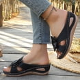 thumbnail image 4 of Modisza Women Orthopedic Wedge Floral Sandals Wide Width Comfortable Beach Slides Summer Dressy Slippers Walking Shoes size 6.5 Black, 4 of 7