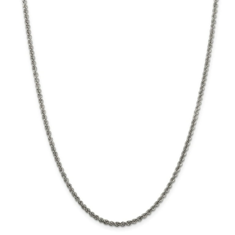 925 Sterling Silver Solid Rope Chain; 24 inch; Lobster Clasp
