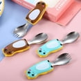 thumbnail image 3 of ENJOYW 2Pcs/Set Kid Spoon Food Grade Cartoon Pattern Stainless Steel Cutlery Spoon Fork Set for Home Spoon, 3 of 7
