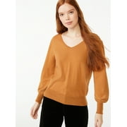 Free Assembly Women's V-Neck Sweater with Long Sleeves