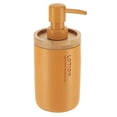 thumbnail image 3 of Elegant Mustard Yellow Soap Dispenser - Polyresin and Bamboo Design, Refillable Liquid Pump, 3 of 6