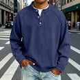 thumbnail image 2 of Daiosportswear Men's Vintage Henley Shirts Classic Long Sleeve Button Shirts Solid Color Casual Distressed Acid Washed Tops Sky Blue XL, 2 of 6