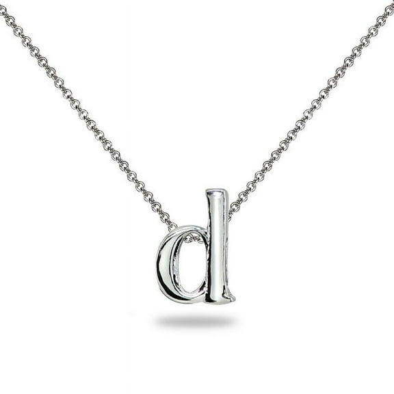 Sterling Silver D Letter Initial Alphabet 925 Silver Necklace, 15 inches with extender