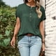 thumbnail image 4 of Gibobby Playera de Manga Corta con Cuello Redondo Blusa informal manga corta con cuello redondo y botones color liso para mujer(Verde,G), 4 of 5