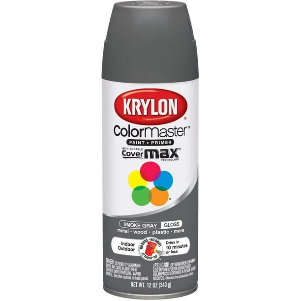 Krylon K05160807 ColorMaster Paint + Primer, Gloss, Smoke Gray, 12 oz