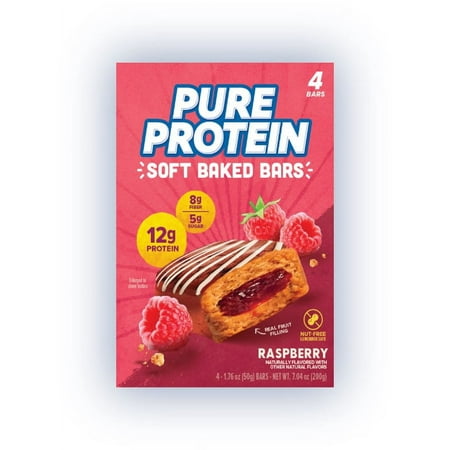 Pure Protein, Raspberry Soft Baked Breakfast Bars, 4 Ct