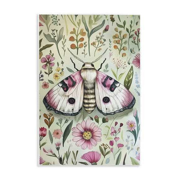Stupell Industries Moth over Floral Herbs Floral Painting Unframed Art Print Wall Art, 10 x 15