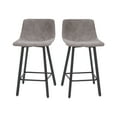 thumbnail image 2 of Merrick Lane Modern Leather Bar Stool, Gray Faux (Set of 2), 2 of 12