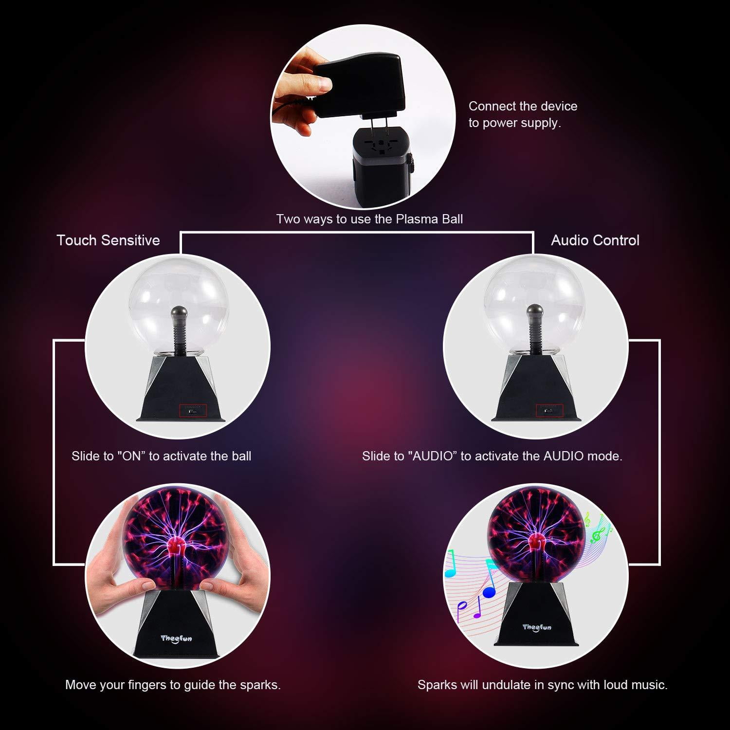 Touch /& Sound Sensitive Plasma Lamp Light 8 inch Magic Plasma Ball Tradeopia Corp Nebula Sphere Globe Novelty Toy for Decorations//Kids//Bedroom
