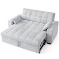 thumbnail image 2 of 63.2'' 3-in-1 Convertible Futon Sofa Bed – Pull-Out Sleeper Loveseat with Adjustable Backrest, Side Pockets & Storage Armrest – Ideal for Living Room – Light Grey,, 2 of 9