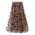 thumbnail image 1 of Falda de tul para mujer, elegante, vintage, con flores, corte A, falda midi con vuelo, 1 of 7