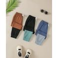 thumbnail image 5 of Infant Boys Clothes 3 Pack Baby Boy Pants 3 6 12 18 24 Months Toddler Boy Sweatpants Color-blocked 2T 3T Infant Boys Pants Brown Black Blue, 5 of 7