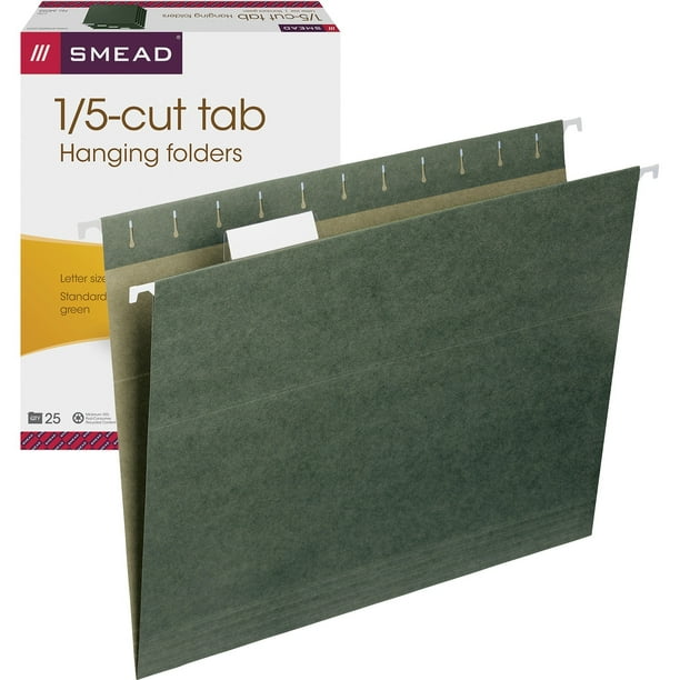 Smead Hanging Folders 1/5 Cut Tabs Standard Green 25/BX Letter (64055