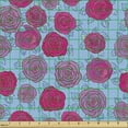 thumbnail image 2 of Floral Sofa Upholstery Fabric by the Yard, Graphic Rose Silhouettes Along Leaves Valentine's Day Themed Love Resemblance, Decorative Fabric for DIY and Home Accents, Blue and Pink by Ambesonne, 2 of 5