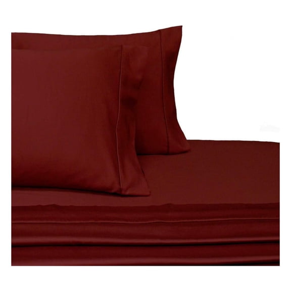 California King Size Sheets, Burgundy, 100% Cotton Sheets, Deep Pocket, Cool Cotton Sateen, Smooth Solid Pattern Weaved Bed Sheets