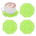 thumbnail image 1 of Paquete de 4 Posavasos de Ganchillo Hechos a Mano, Manteles Individuales Redondos de Algodón de 4 Pulgadas/10cm, Manteles de Encaje de Ganchillo Vintage [Verde Fluorescente], 1 of 1