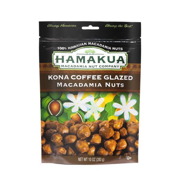 Hamakua Macadamia Nuts Sweet Glazed Kona Coffee Hawaiian Grown Flavored Dry Roasted Half and