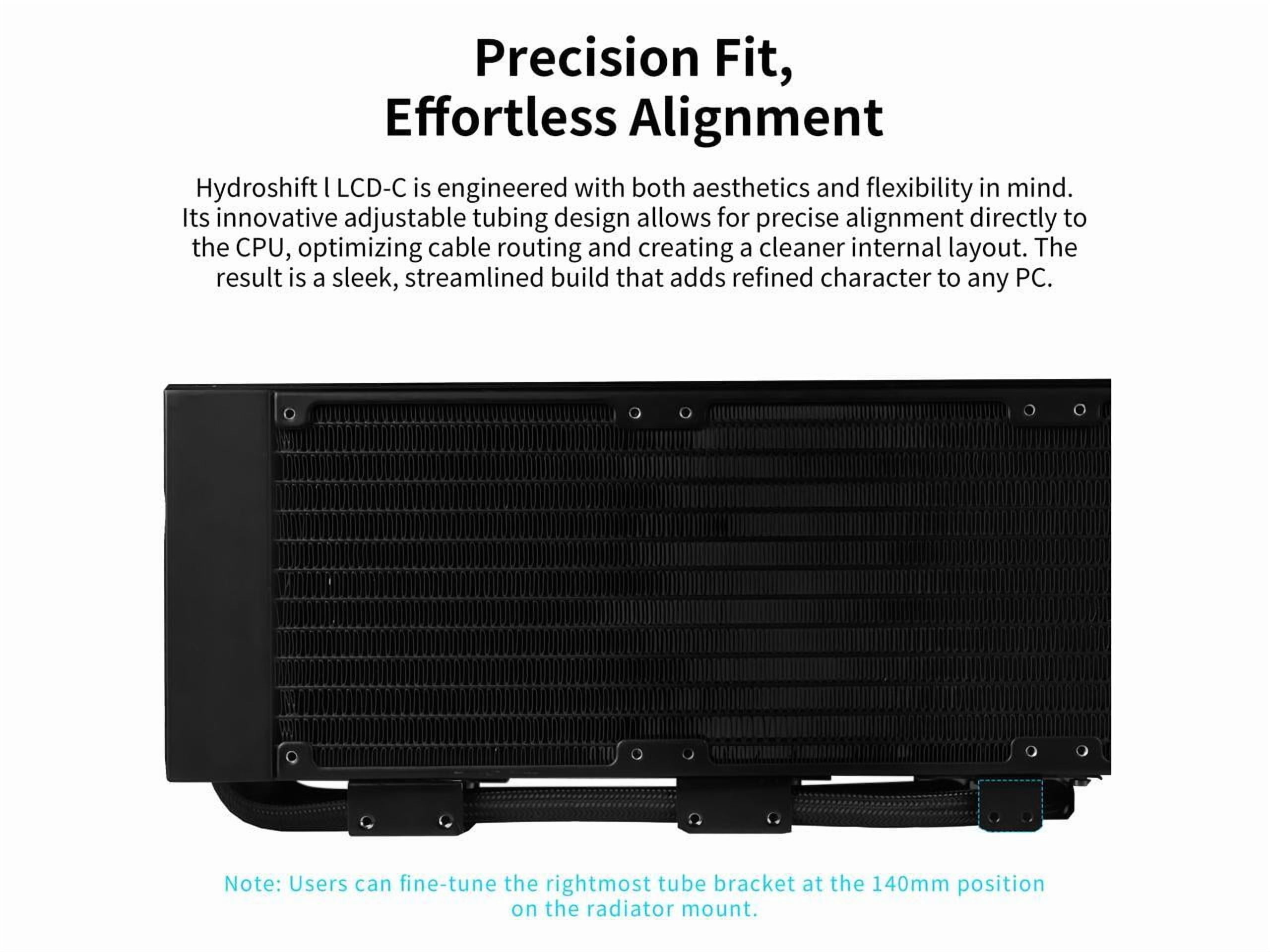 Lian Li Hydroshift II 360 Liquid CPU Cooler - Flexible Slide-Tube Clamp Coolant Pathway - 2.1 IPS LCD Screen - 3 Control Mode - Fits Most PC Fans - LGA 1851/1700, AMD AM5/AM4 - Black (HS2LCD36W)