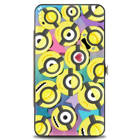 minion emojis scattered stars blues pinks hinged wallet one size