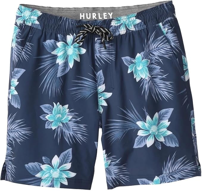 Hurley Mens Swim Short (Dark Blue Floral, Medium)