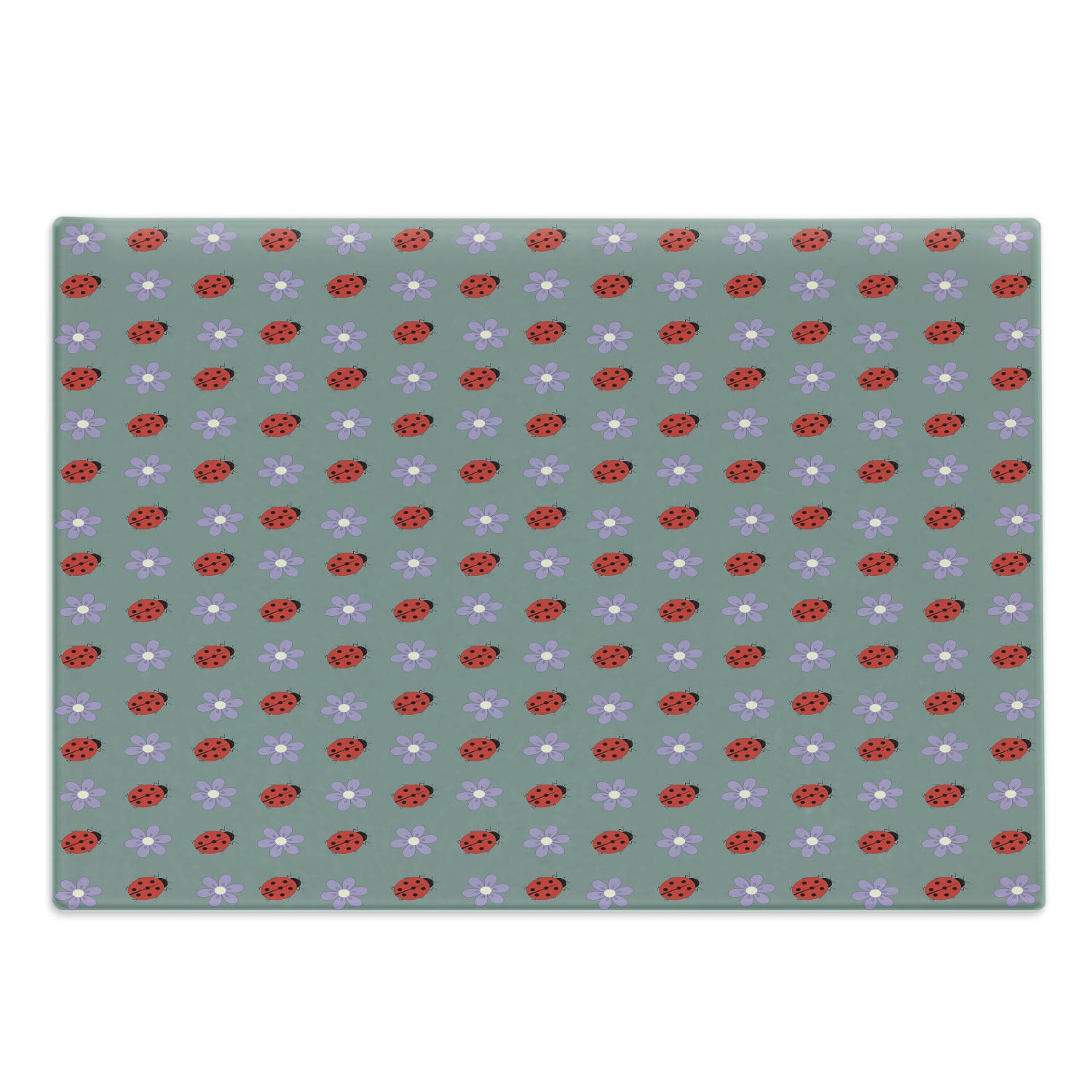Ladybugs Cutting Board, Bugs and Flower Pattern Flora and Fauna Design