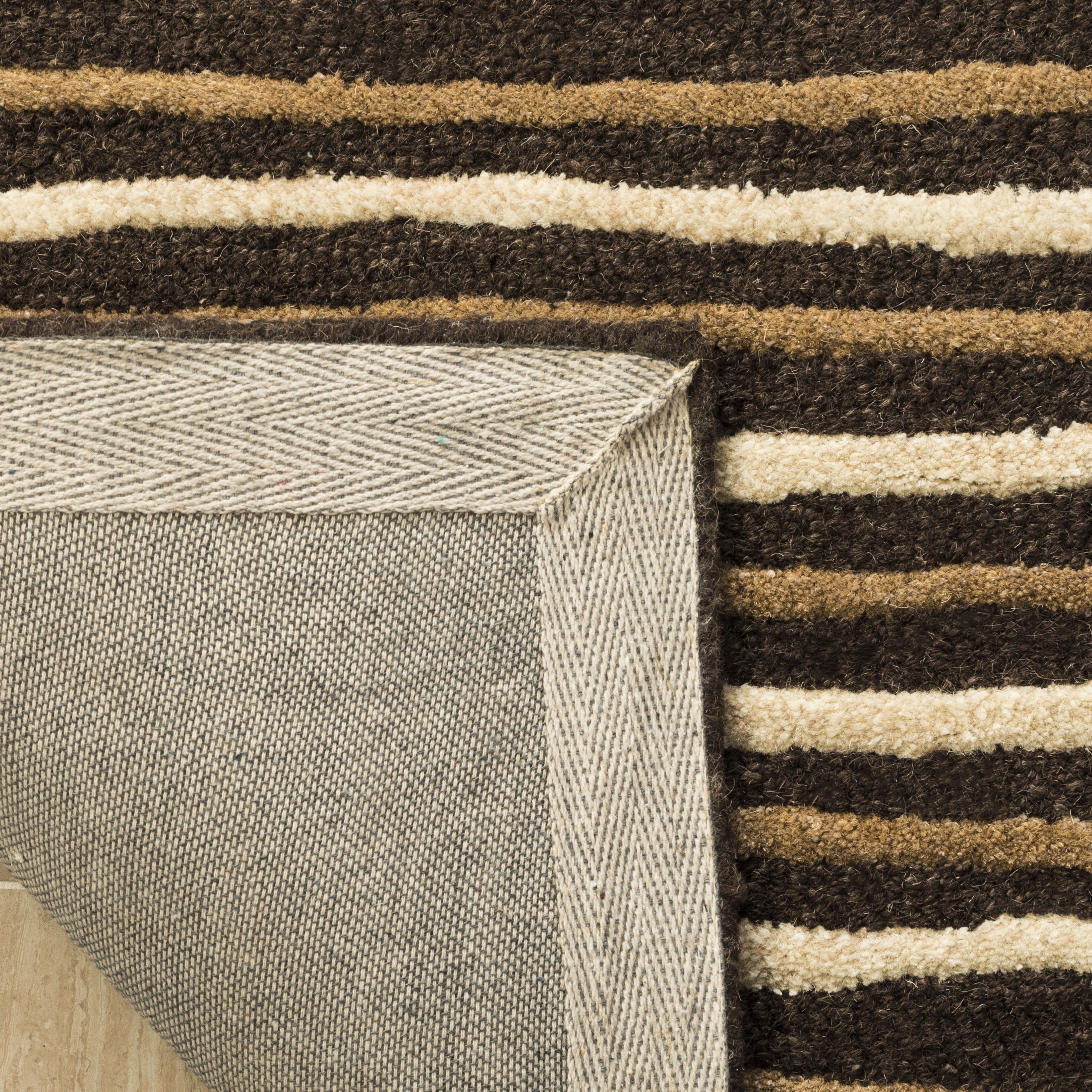 SAFAVIEH Martha Stewart Hand Drawn Stripe Area Rug, Tilled Soil Brown, 9'6" x 13'6"